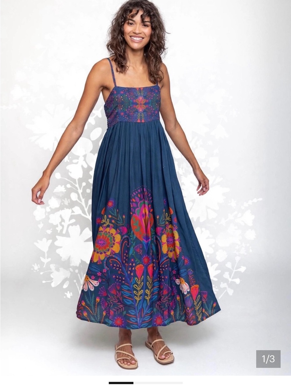 NATURAL LIFE Navy Floral Maxi Dress- NEW